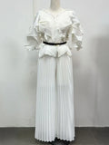 Plus Size 2 Piece Sets Woman Outfit Luxury Elegant Pleated Tops And Skirts For Women Casual Clothing Female African Prom Party