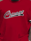 Men's Plus Casual Sports T-Shirt & Shorts Set, 3D Chicago Print, Crew Neck, Knitted Fabric