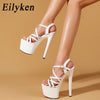 Eilyken Classics Super Ultra-High Heels 16 CM Womens Sandals Sexy Buckle Strap Platform Banquet Pumps Shoes Zapatos Mujer