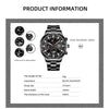Fashion Mens Sports Watches Men Business Stainless Steel Quartz Watch Luxury Man Casual Calendar Luminous Clock Reloj Hombre