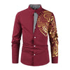 Men's Business Shirts Men Dress Shirt Casual Streetwear Black Gold Stamping Printed Shirt Design Turn Down Collar Male Tops