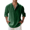 New Men Casual Shirts Lightweight Long Sleeve Henley Cotton Shirts for Beach Linen Shirts Hawaiian Breathable Collar Tops