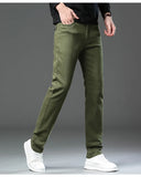 New Plus Size High End Casual Pants for Men's Straight Stretch Loose Mid High Waist Long Pants Brand Clothing Slim Jeans 28-44