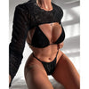 3 PCS With Long Sleeves Cover Bling Bikini Female Swimsuit Women Swimwear Three-pieces Bikini set Bather Bathing Suit Swim V3711