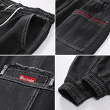 Plus Size 5XL Men's Baggy Harem Jeans Hip Hop Male Trousers Black Blue Cargo Jeans Man Fashion Streetwear Denim Jogger Pants