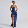 Women's Party Long Dresses Party Sexy Slim Fit Slit Satin Suspender Evening Dress Maxi Dress Sexy Female  Robe Vestidos