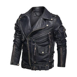 PLUS Size Leather Coats Male Luxury Brand Winter Mens Fashion Motorcycle PU Leather Jacket Cool Zipper Pockets Leather Jacket