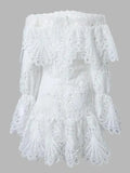 Plus Size Dress Women Party Sweet Off Shoulder New Fall Clothes Hollow Out Long Sleeve Mini Dresses Wholesale Dropshipping 2025