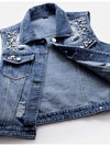 Denim Women Vest Luxury Pearls Fashion Ripped Autumn Jeans Jacket New Causal Waistcoats S-5XL