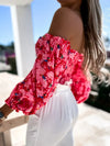 Elegant Floral Blouses For Women Sexy Backless Off Shoulder Crop Top Youth White Blouse Fashion Summer Women Clothing 2024