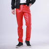 Men Leather Pants Skinny Fit Elasti Fashion PU Leather Trousers Motorcycle Pants Wet Look Stretch Faux Leather Streetwear