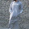 Mens Tops Muslim Middle Eastern Islamic Arabic Clothing Loose Striped Long Sleeve Drawstring Pockets Full Length Hooded Robe