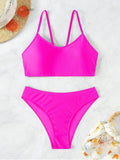 Sexy Woman Swimsuits 2025 Summer Swimwear Women's Bikinis for Female Two Pieces Beach Wear Solid Color Bikinis Set Bathing Suit