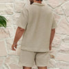 Men's Short Sleeved Sports Set, Casual Fashion, Comfortable, Monochromatic, Collar, 2-Piece Set, Summer, New, 2024