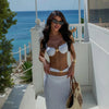 3 Pieces Bikini Set Sexy Women Swimsuit Swimwear Female Solid Long Skirt Cover Up Bikini Set Biquini Bathing Suit Swimming Suit