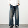 Plus Size M-8XL Baggy Jeans Men's Blue Black Streetwear Elastic Waist Y2K Trousers Fashion Straight Leisure Wide Denim Pants