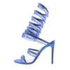 Round Open Toe Stiletto Elegant Summer New Snake-Shaped Rhinestone Foot Ring Strap High Heel Banquet Fashion Sandals for Women
