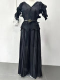 Plus Size 2 Piece Sets Woman Outfit Luxury Elegant Pleated Tops And Skirts For Women Casual Clothing Female African Prom Party