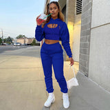 Women 3 Pieces Sets Sweatpants and Hoodie Set Cropped Tops Fleece Pants Suit Tracksuit Fitness Sport Jogger Outfit Clothing
