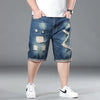 Plus Size Summer Men's Hip-hop Ripped Denim Shorts Fashion Streetwear Harajuku Rock Loose Straight Knee Length Short Jeans