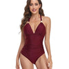 Women Swimwear High Waist Sleeveless Padded Bathing Suit One-piece Dress Up Lady Bikini Set Breathable Washable Female Swimsuit