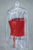 Women Sexy Red 3D Flowers Dress Sets Y2K Fishbone Bandage Adjustable Tube Top Flower Mini Skirt Suit High Street Women Outfits