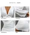 White Party Dresses for Women Wedding Banquet Robe Elegant Long Sleeved Robe Sexy Y2K Streetwear Female Clothing Vestidos