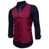 2025 Men's Formal Dress Vest Top Double Breasted Casual Tank Tops Solid Slim V-Neck Club Party Suits Vest Formal Waistcoat Men