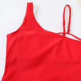 Plus Size Swimsuits Women One Shoulder Slim Swimwear For Women Mesh Solid Black Red Blue Push Up Padded Bathing Suits M-3xl 4xl