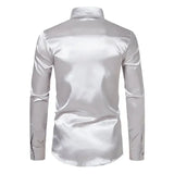Nightclub Dress Red Satin Shirts Men Clothing Silk Like Long Sleeve Roupas Masculinas Mens Sexy Wedding Party Button Up Shirts