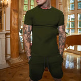 Men's T-shirt and shorts set, short-sleeved T-shirt and shorts set, two-piece set, beach sportswear