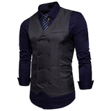 2025 Men's Formal Dress Vest Top Double Breasted Casual Tank Tops Solid Slim V-Neck Club Party Suits Vest Formal Waistcoat Men