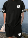 2025 Summer New Men's Set Luxury Letter Print Casual Fashion T-Shirt Short Sleeve Shorts Sportswear Casual Everyday Wear 2 Piece