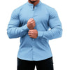 Men's  Casual Shirt Slim Fit Micro-elastic Long Sleeve Comfortable Versatile Stand Collar Tops Camisas  Men Dress Shirt