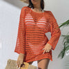 Women's Plus Size Swim Cover Up – Long Sleeve Beach Tunic Dress for Sun Protection, Swimwear Bikini Wrap, Ladies Sports Swimwear