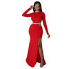 Female Autumn Winter Long Maxi Dress Cutout Waist High Side Split Long Sleeve Dresses Vestidos Sexy Elegant Party Clubwear