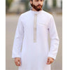 Muslim men's robe long-sleeved ethnic style embroidered stand collar Arabic clothing men's Islamic casual robe