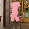 Men's T-shirt and shorts set, short-sleeved T-shirt and shorts set, two-piece set, beach sportswear