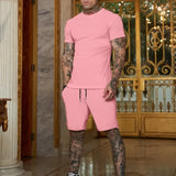 Men's T-shirt and shorts set, short-sleeved T-shirt and shorts set, two-piece set, beach sportswear