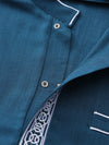 Muslim men's robe long-sleeved ethnic style embroidered stand collar Arabic clothing men's Islamic casual robe
