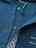 Muslim men's robe long-sleeved ethnic style embroidered stand collar Arabic clothing men's Islamic casual robe
