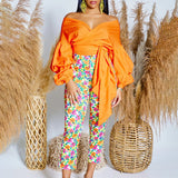 Fashion Blouse for Women 2024 Slash Neck Full Sleeve Sashes Solid Elegant African Ladies Luxury Designer Fashion Shirts Tops