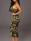 Popular European and American Women's Clothing Styles: Summer Camouflage Slim, Stylish and Sexy Suspender Dress