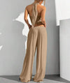 Women's Clothing Summer Casual Solid Color 2 Piece Set New Backless Cross-chest Wrapping Sexy Tank Top & Wide-leg Trousers Pants