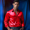 Nightclub Dress Red Satin Shirts Men Clothing Silk Like Long Sleeve Roupas Masculinas Mens Sexy Wedding Party Button Up Shirts