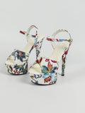 Women's Flower Platform Summer Catwalk Model High Heels Thin Heel Sexy Waterproof Table 15cm Super Sandals  LFD-8661-W5