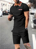 Men's Short Sleeved Shorts PO LO Shirt Set T Shirt Sports And Leisure Set Home Short Sleeved Shorts Set 2 Piece
