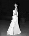 Mozision Elegant Strapless Sexy Maxi Dress For Women Gown With Scarf Off-shoulder Sleeveless Backless Split Beach Long Dress