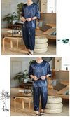 M-5XL Plus Size Mens Ankle Pants Sets 2 Piece Outfits Chinese Style Summer Streetwear Tracksuits Casual Shirt and Pants Set Male