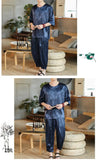 M-5XL Plus Size Mens Ankle Pants Sets 2 Piece Outfits Chinese Style Summer Streetwear Tracksuits Casual Shirt and Pants Set Male